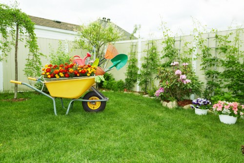 Professional landscaper working on a garden